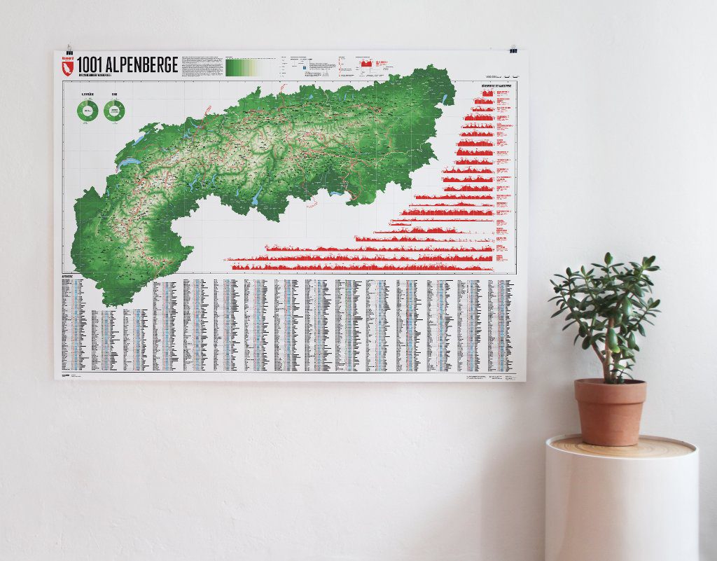 Alpenkarte mit 1001 Alpenbergen und 20 Wanderwegen | Marmota Maps